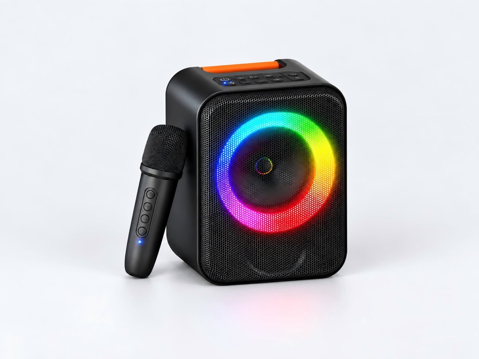 Karaoke party speaker and microphone scene