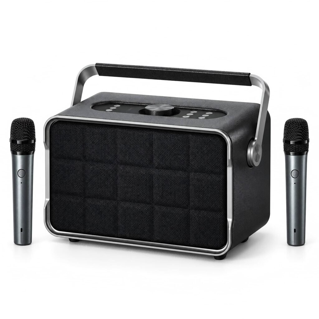 80W Bluetooth Karaoke Speaker with Dual Wireless Microphones